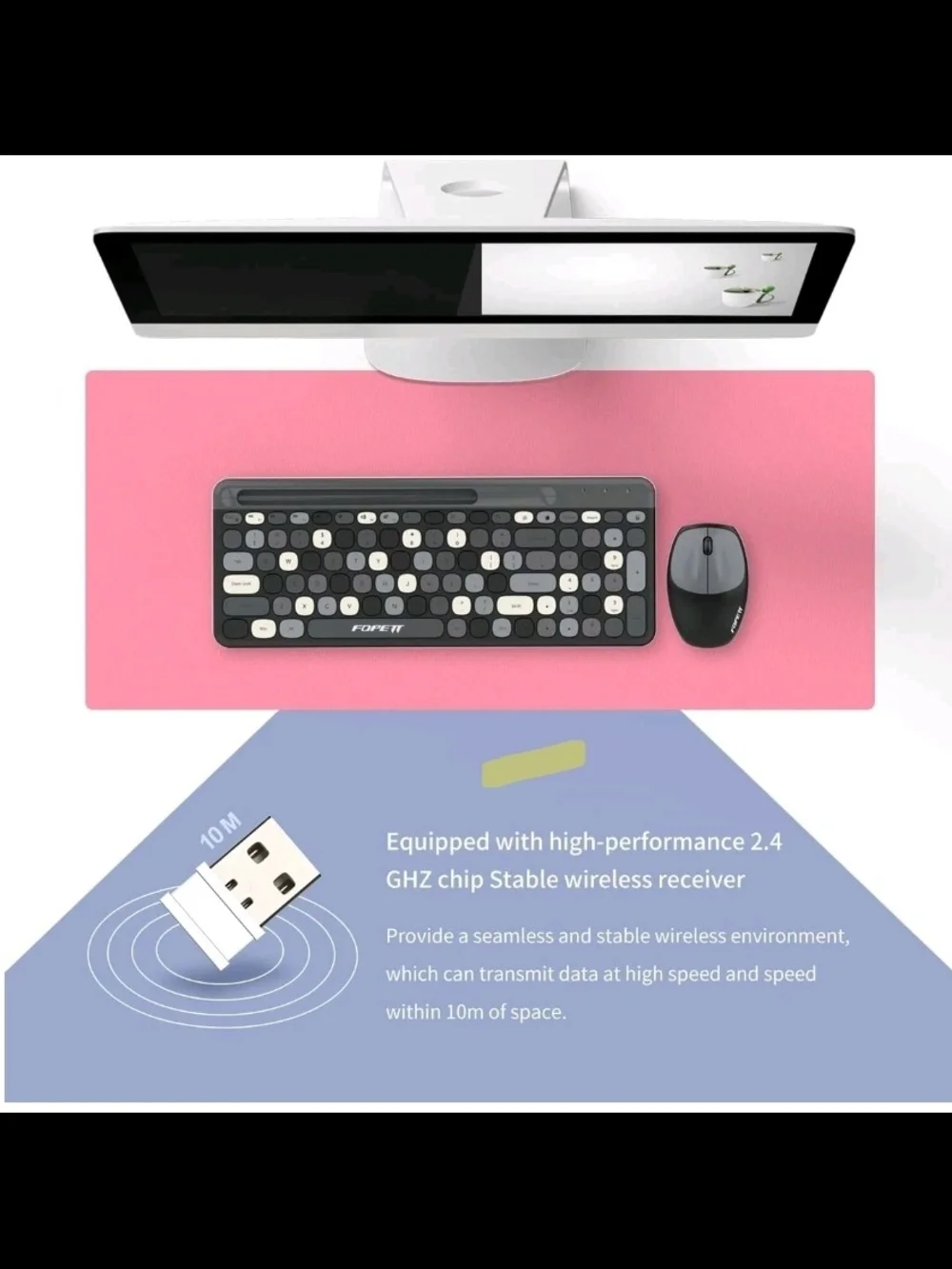 Wireless Keyboard and Mouse Set with Phone Holder -Compatible/Laptop/PC/Notebook